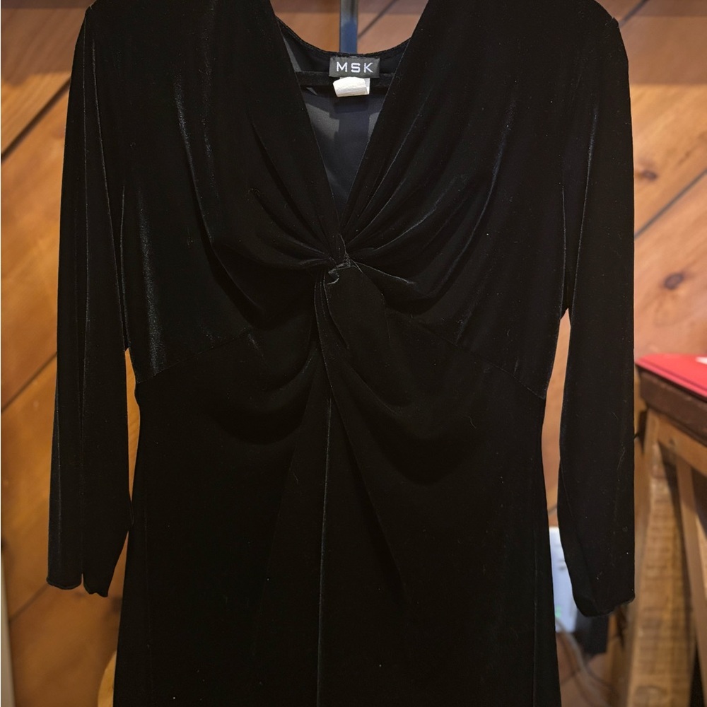 MSK Elegant Black Long Sleeve Top- velvet